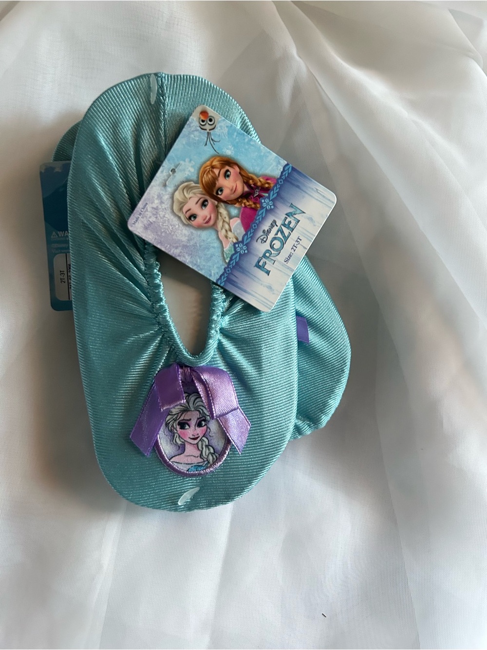 Disney Teal Girls' Frozen One-Piece Footies with Purple Bow